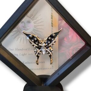 Black Butterfly Brooch W Memory Frame